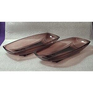 2 - Vintage Hazel Atlas Moroccan Amethyst Purple Glass Rectangle Relish Dish
